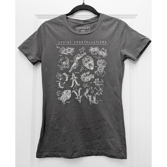 Fifth Sun Tops - Zodiac Signs Constellations Astrology Print Tee - Hippie, Whimsygoth, Witchy